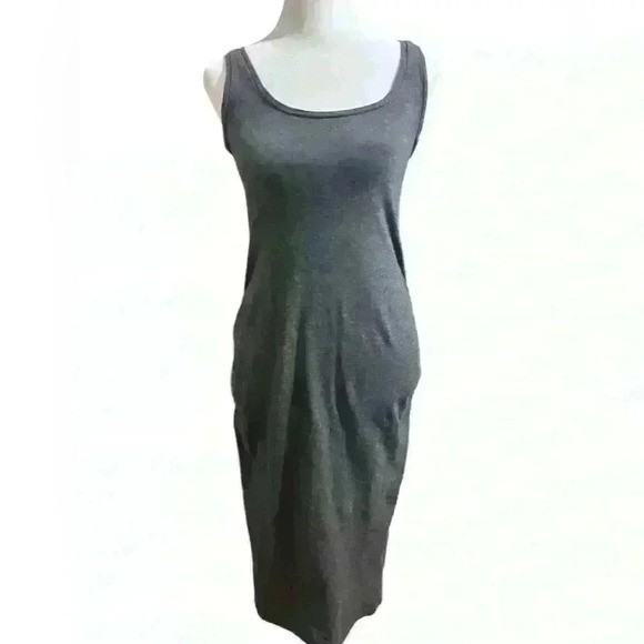 Old Navy Maternity Sleeveless Midi Ruched Dress Size XS Bodycon Tank Color Gray - Picture 4 of 12